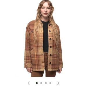 Prana Plaid Overshirt Jacket in Rust and Tan